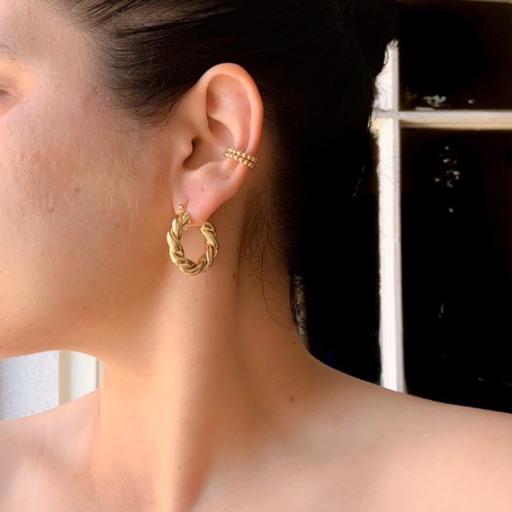Gold Braided Hoop Earrings